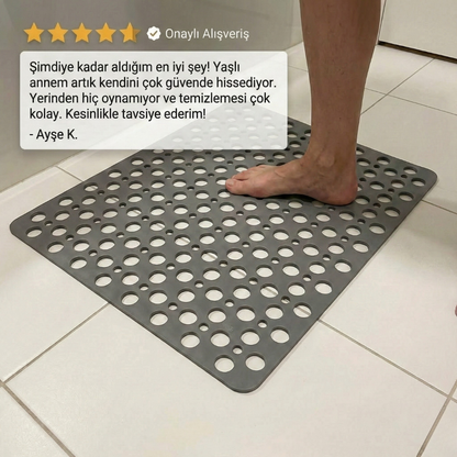 Vakumist Güvenli Duş Paspası | Kayma Önleyici, Hijyenik ve Su Akış Kanallı